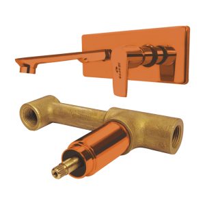 Omega-20 Rose Gold Wall Mounted Basin Tap (Complete Set)