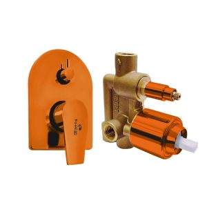 Esse18 Omega -20 Brass, 5 way Concealed Body High Flow Diverter With Exposed Part Kit | Bathroom Shower System | Bathroom Mixer | Rose Gold Finish